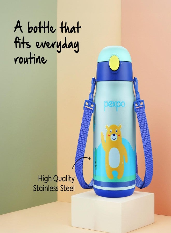 PEXPO Poggo 450 ISI Certified Stainless Steel Sipper Water Bottle for Kids 420ml Hot & Cold Flask | Vaccum Insulated Water Bottle | BPA Free | School | Picnic | Travel - Bear UV Printed Design - Image 5